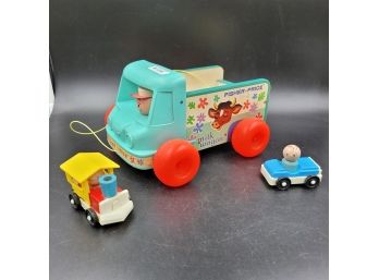 1965 Fisher Price Milk Wagon Truck And Mini Fisher Price Train, Car- Number 131