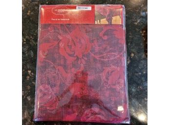 Beautiful New In Package St Nicholas Square 60' X 84' Cranberry Red  Holiday Fire And Ice Tablecloth