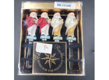 New In Box Set Of 4 Santa Holiday Cheese Dip Spreaders By Christopher Radko