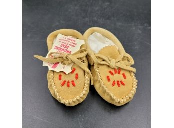 Vintage New Pair Of Suede Baby Moccassins From Chief Drowning Bear Indian Trading Co.