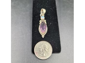 Large Sterling Silver Amethyst Pendant