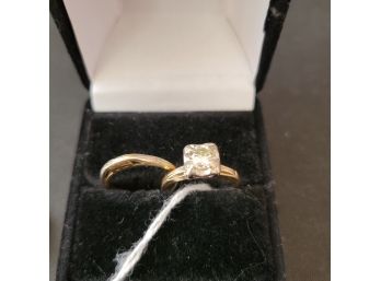 Vintage Solid 14k  .60 Carat  Diamond Engagement Ring And Band Set Size 5.25