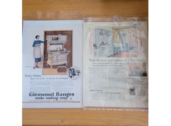 Lot Of 2 Large Ads From Ladies Home Journal  Glenwood Stove Ranges And Hoosier Mfg.
