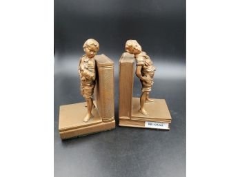 Set Of Bookends Boy Standing On Books - Nice