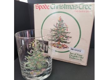 Set Of 4 Spode Christmas Tree Double Old Fashioned 14oz Glasses