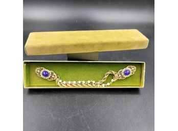 Vintage Sweater Guard Clips With Blue Stones- Unused In Original Box