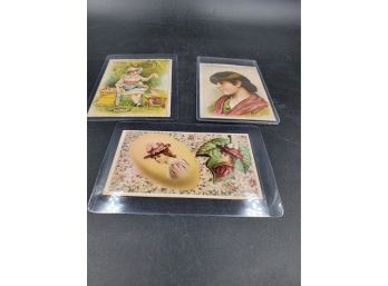 3 Antique Advertisement Cards - Nice Graphics!