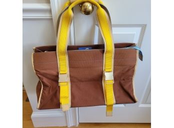 New Large Brown And Yellow Yoga Duffle Bag By Plank MSRP $130