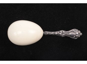 Late 1800's Darning Egg With Sterling Handle