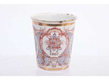 1902 Enamel Coated Cup Souviner Of Coronation Of Edward VII And Alexandra