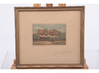 Early 1900's Framed Print 'Shakespeare's Birthplace' Artist Signed