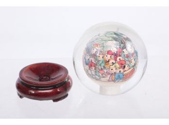 Artist Signed Japanese Interior Painted Ball