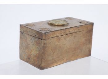 Circa 1900 Chinese Brass Box With Wood Lining