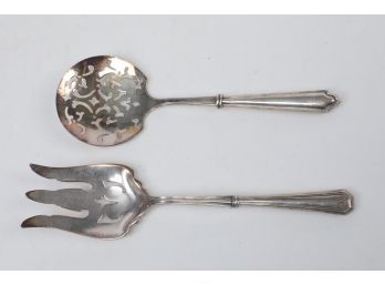 Silver Plate Matching Serving Fork & Spoon