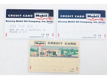 3pc Mobil Oil Credit Cards 1959