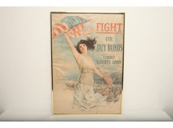 Framed World War I Era War Bonds Poster