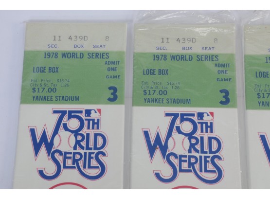 Dealer Lot - Lot Of 6 - 1978 New York Yankees - That's My Ticket - 9X22 Canvas Printed Tickets