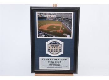 Yankee Stadium 1923-2008 Commemorative Display With Patch Of The Original Yankee Stadium