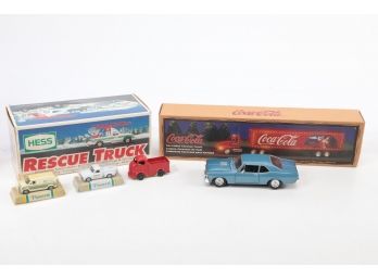Assorted Collectible Vehicles Including CocaCola And Hess Truck