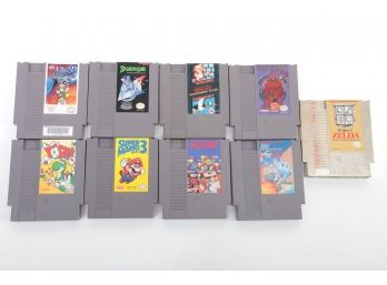9pc Nintendo Game Lot Zelda, Dr.Mario, Super Mario 3, Yoshi, Etc.