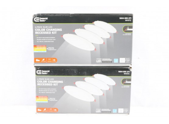 2 Commercial Electric Ultra Slim 6' Color Selectable Recessed LED Kit 4-pk