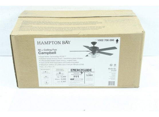 Hampton Bay Campbell 52 In. LED Indoor Mediterranean Bronze Ceiling Fan New