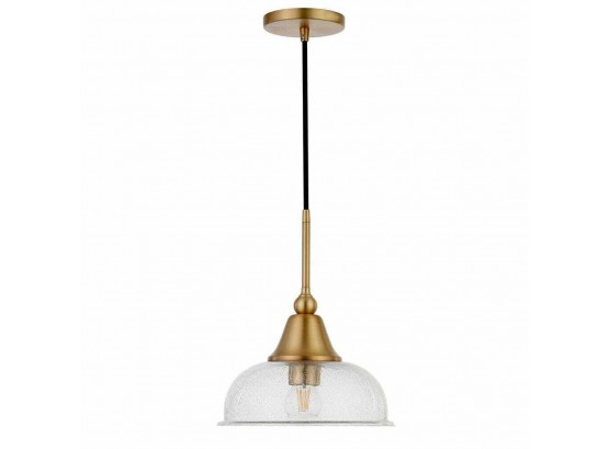 Magnolia 1- Light Brass Single Pendant With Seeded Glass Shade By Meyer&Cross New