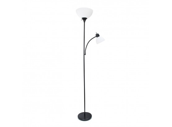 Simple Designs LF2000-BLK Mother-Daughter Floor Lamp With Reading Light