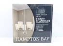 Hampton Bay Helena 5-Light Brushed Nickel Chandelier New In Box Frosted Glass