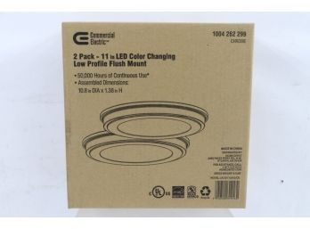 Commercial Electric 11 In. Chrome Color Changing LED Ceiling Flush Mount 2-Pack