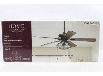 Home Decorators Ellard 52 In. LED Indoor Matte Black Ceiling Fan W/ Light New