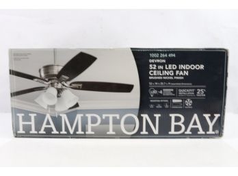 Hampton Bay 57233 Devron 52 LED Indoor Brushed Nickel Ceiling Fan W/ Light Kit New