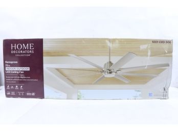 Home Decorators Kensgrove 72 In LED Indoor/Outdoor Brush Nickel Ceiling Fan New HUGE FAN