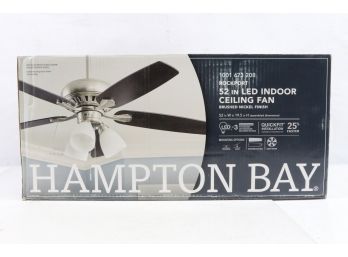 Hampton Bay Rockport 52 In. Indoor LED Brushed Nickel Ceiling Fan With Light Kit New