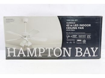 Hampton Bay Glendale 42 In. LED Indoor White Ceiling Fan With Light Kit New