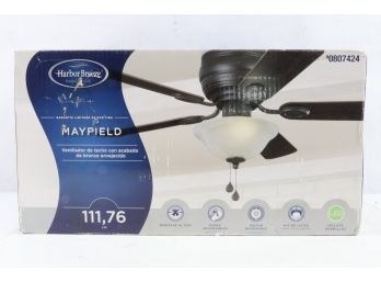 Harbor Breeze Mayfield 44-in Bronze LED Indoor Flush Mount Ceiling Fan With Light (5-Blade) New