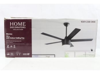 Home Decorators Merwry 52 In. LED Indoor Matte Black Ceiling Fan New