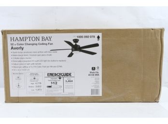Hampton Bay AK18B-MBK Averly 52' LED Matte Black Ceiling Fan Light Remote New