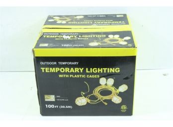 100 Ft. 123 SJTW 10-Light Plastic Cage Temporary Light Stringer, Yellow New