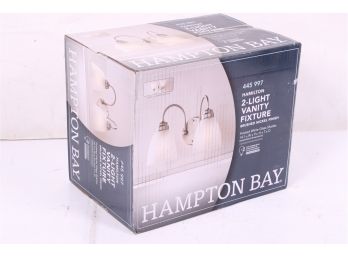 Hampton Bay 2-Light Brushed Nickel Vanity Light With Frosted Glass Shades -