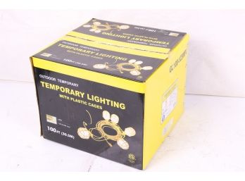 100 Ft. 12/3 SJTW 10-Light Plastic Cage Temporary Light Stringer, Yellow New
