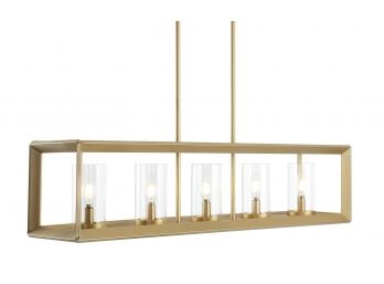 Jonathan Y Anna 38.5 In. Linear 5-light Brass Gold Metal/Glass Pendant