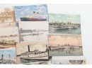 Lot Ship Boat Related Postcards Several RPPC