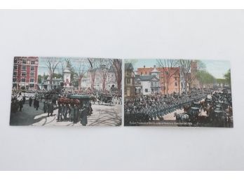 2 1909 Govenor G. L. Lilley Funeral Waterbury, Conn. Postcards