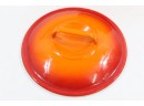 Vintage Casron Enameled Cast Iron #2 Flame Orange/Red Pot With Lid