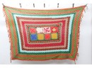 Vintage Hand Made Crochet Throw Blanket 1960's Good Colors