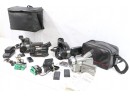 Group Of Vintage Video Cameras And Accessories Panasonic, Sony, JVC