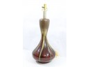 Vintage Beautiful Drip Glaze Mid Century Brass & Ceramic Table Lamp