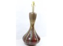 Vintage Beautiful Drip Glaze Mid Century Brass & Ceramic Table Lamp