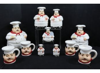 Large Group Of Casa Vero By Ack Bistro Chef Items Includes Canisters Mugs Salt Pepper And More